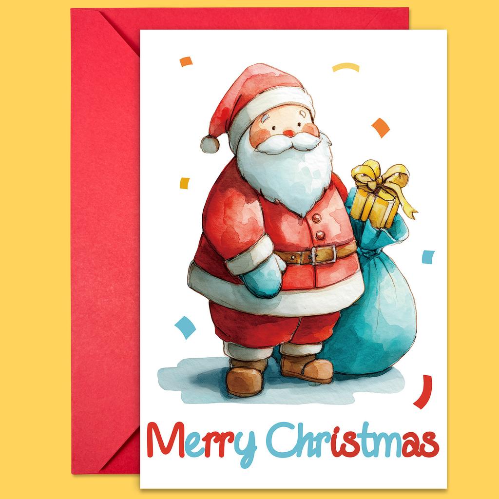 10PCS Christmas Greeting Cards Set with Envelopes, Cartoon Hand-drawn Xmas Cards for Holiday Wishes & Gifts