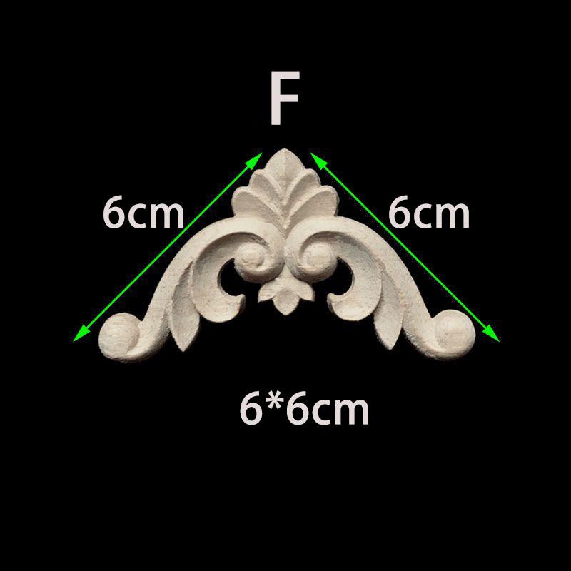 Unpainted Wood Carved Decal Corner Onlay Floral Appliques for Furniture Home Decoration Accessories Figurines for Decor Flowers
