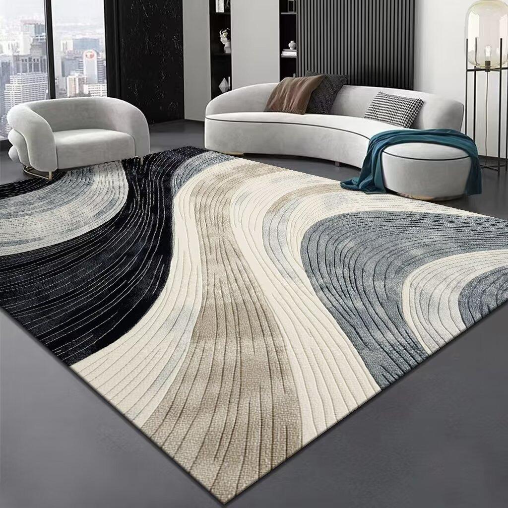 Ковер в европейском стиле с простыми полосками, для гостиной, под диван, для спальни, прикроватный, для кабинета, коврик у входной двери, нескользящий, легкая роскошь, домашний декор