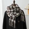 Korean Version Plaid Imitation Cashmere Scarf Fashion Simple Versatile Warm Scarf Women'S Fringed Shawl