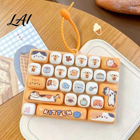 Relaxation Gift for Friends 26-Key Keyboard Cartoon Clicky Cute Fidget Toy Clicker Toy with Interactive Keychain Accessory Keychain Backpack