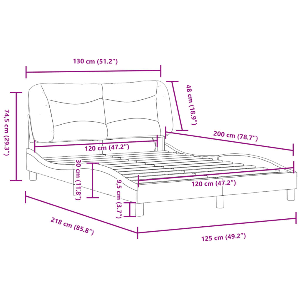 LED Bed Frame without Mattress Hvar Black and White 120 x 200 cm