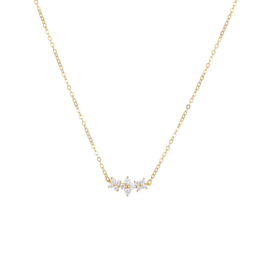 Позолоченное 18-каратным золотом стерлинговое серебро S925 ожерелье-чокер с бриллиантом в виде четырехлистного клевера для женщин - Легкая роскошь