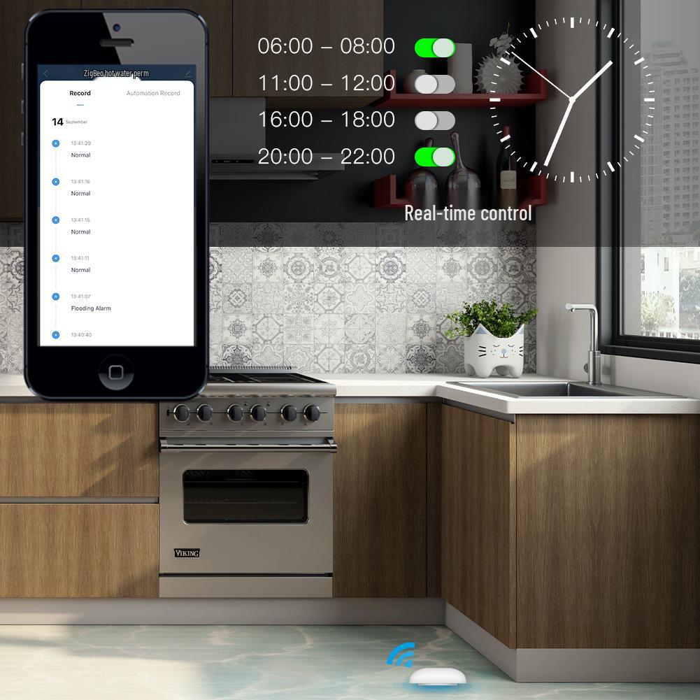 Умный датчик протечки воды Tuya Zigbee с таймером и сигнализацией в приложении