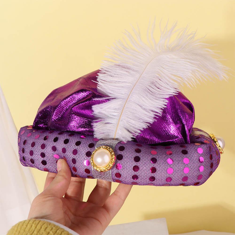 Праздничная шляпа Повязки на голову Индийская шапка Реквизит для выступлений Головной убор Тюрбан султана Шляпы Маскарад Ролевые игры Арабский головной убор Хэллоуин