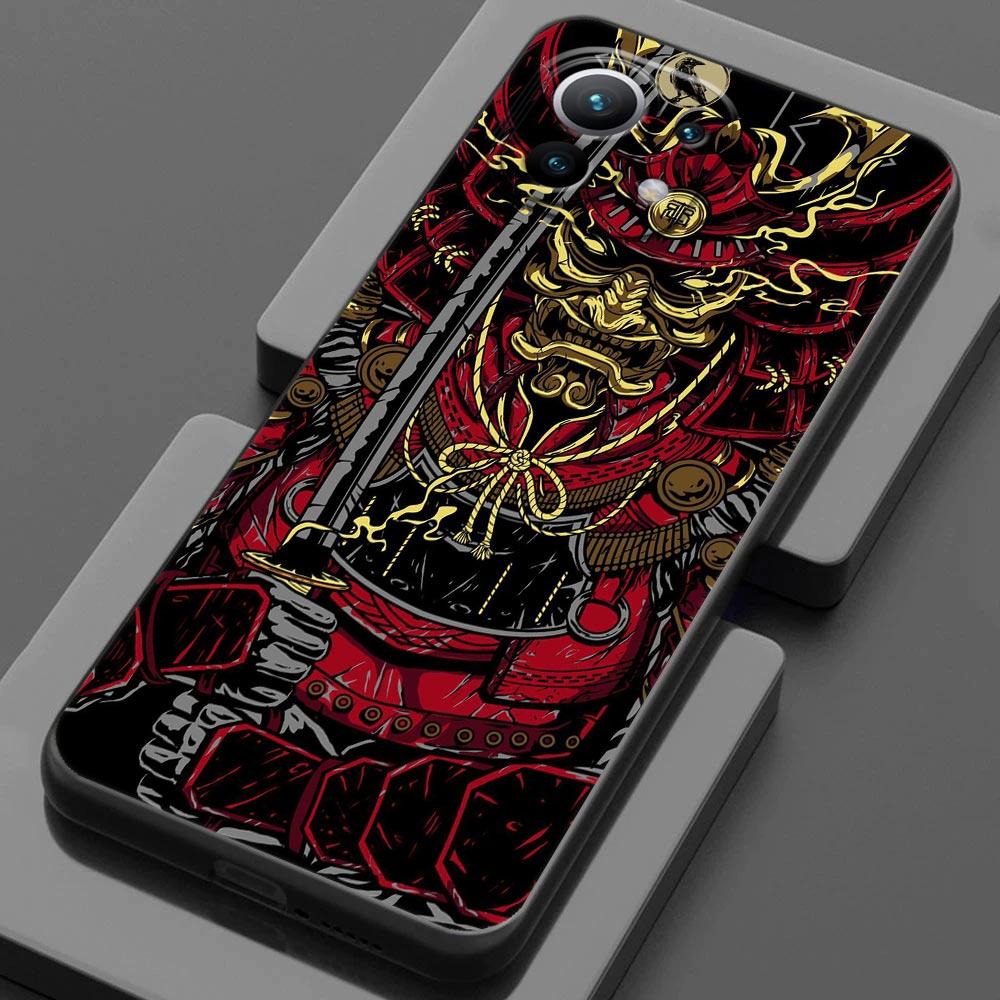 Чехол для телефона Xiaomi Mi 11 Lite 5G NE 11X 11T 12 Pro Poco F1 F3 X3 GT X4 NFC Pro, чехол самурайская маска Они, татуировка, дракон, искусство