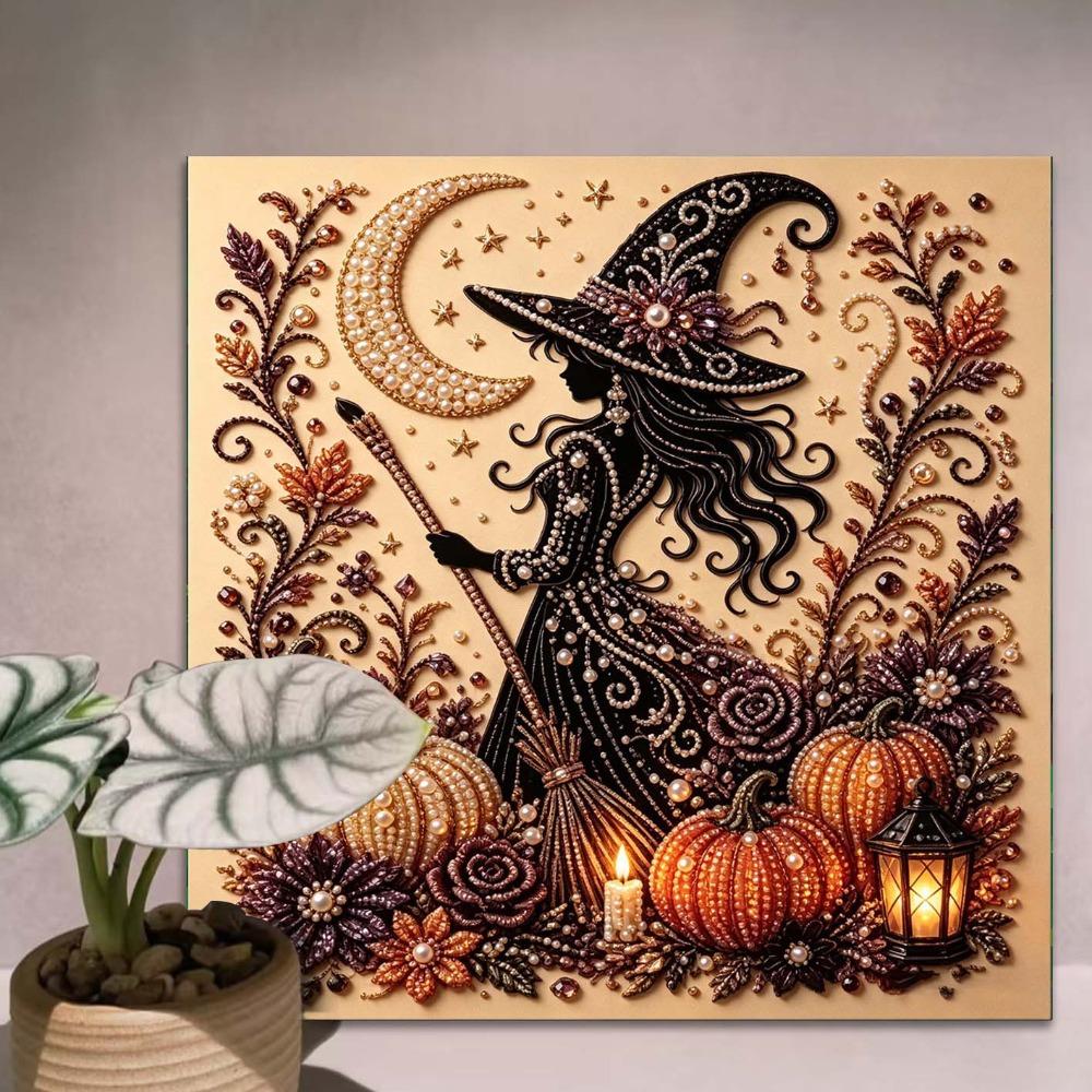 Хэллоуин DIY Жемчужная Живопись Самоклеящаяся Тыква Призрак Кошка Ворона Настенное Искусство Декор Спальни Гостиной