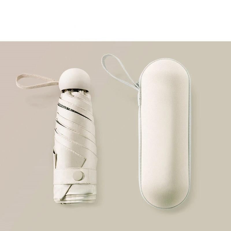 Новый капсульный зонт с пятью отделениями для очков, ультралегкий мини-карманный черный резиновый козырек, компактный и солнечный УФ-зонт