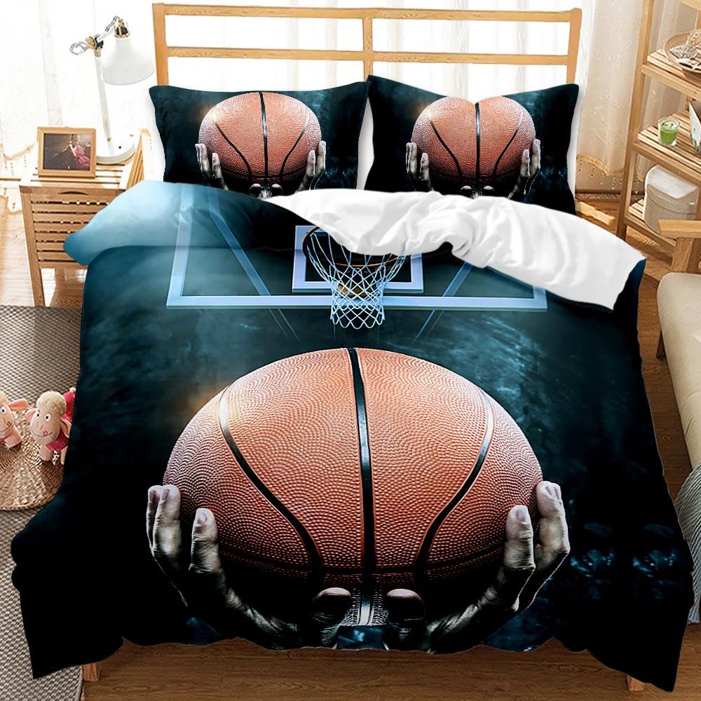 3Pc Fire Basketball Bedding Microfiber Queen/King Size Sports Comforter Set For Teen Boys,2 Pillowcase And 1 Polyester Cover