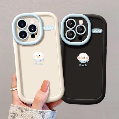 Силиконовый чехол для телефона с милой уткой для iPhone 11 Funda iPhone 13 14 15 12 16 Pro Max XR X Xs 7 8 Plus 6 SE 15pro 13pro 15promax Cover
