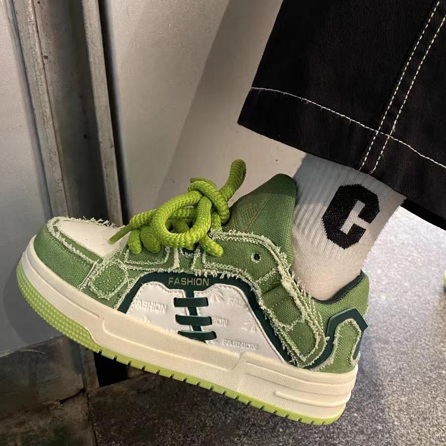 Ins Style Broken Denim Мужская обувь Ретро Кроссовки с толстой подошвой и пластинами