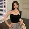 Женский однотонный милый топ на бретельках с накладкой на грудь, утягивающий спортивный костюм для йоги, повседневный универсальный укороченный топ со встроенным BR