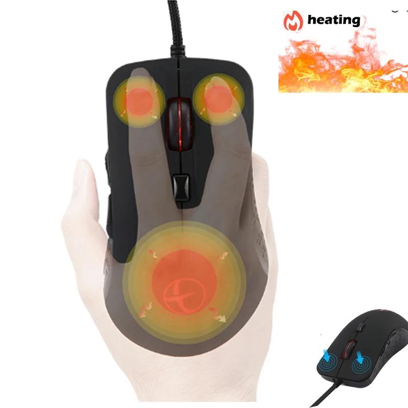 Heated Mouse Warmer for Cold Winter Wired Computer Mice 2400 DPI Adjustable Gaming Mouse for Gamer Heating Mouse