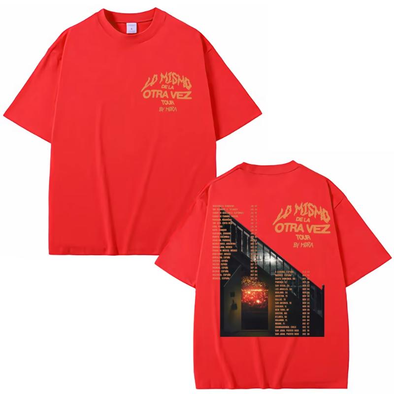 Lo Mismo Dela Otra Vez 2025 Tour Print TShirts Mora Album Unisex Women Hip Hop T Shirt Fashion Breathable Cotton Oversized Tshirt
