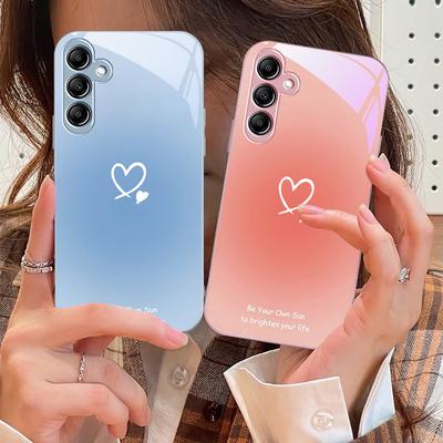 Градиентный чехол для телефона в форме сердца Для Samsung A73 72 71 A70 56 55 54 A53 52 51 A50 42 A35 A34 33 32 31 26 25 24 23 22 30 стеклянный чехол для телефона