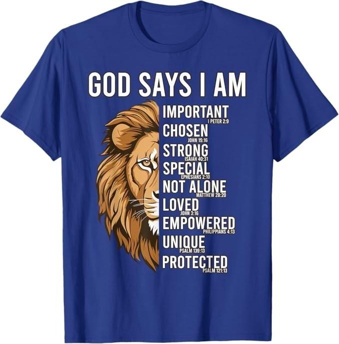 Christian-Shirt God Say I Am Bible Verse Jesus Faith Dad Men T-Shirt