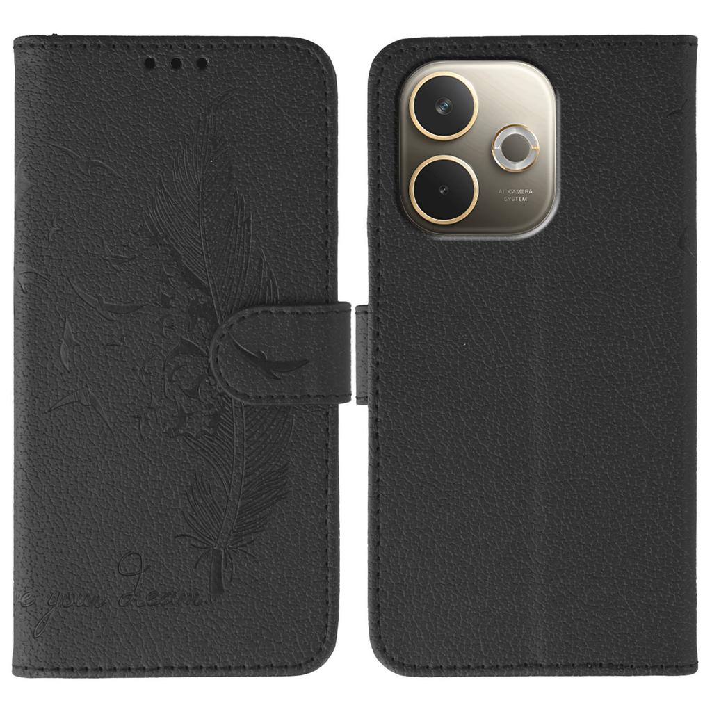 Для Oppo A5 Pro 5G (Глобальный) Чехол Кожаный кошелек с тиснением пера Чехол для телефона