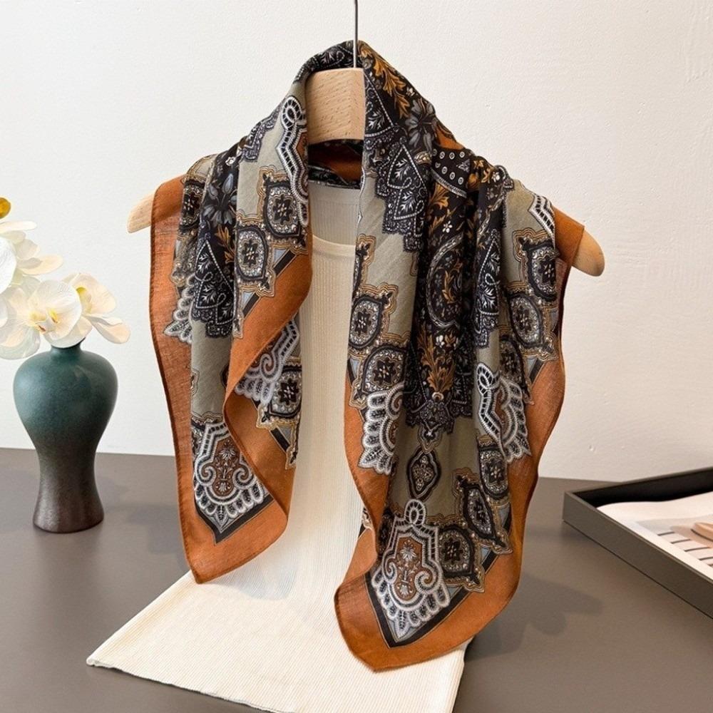 Floral Print Floral Print Scarf 68×68cm Soft Neck Scarves Versatile Paisley Print Scarf for Women