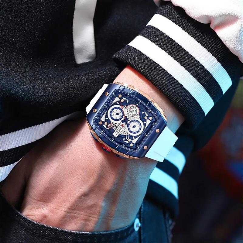 CURREN WristWatch Waterproof Chronograph Men Watch Top Brand Luxury White Silicone Original Male Clock All Clear Low Price 8442