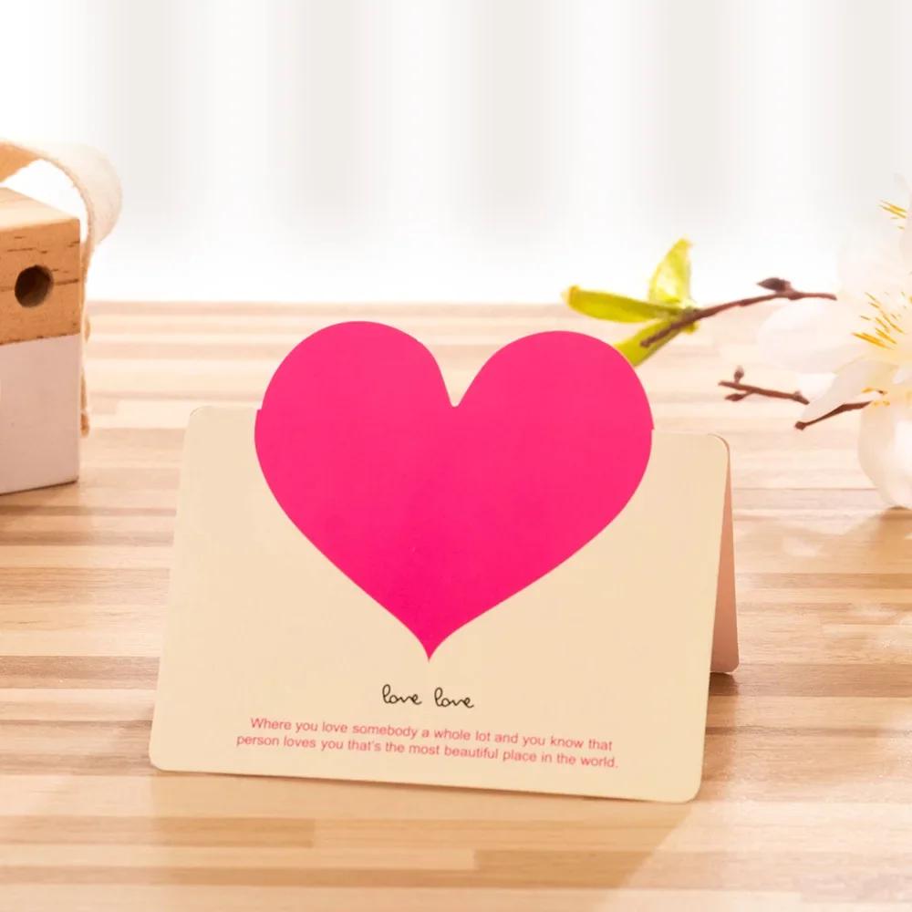 10 шт. милые складные открытки в форме сердца для влюбленных, поздравительные открытки на годовщину свадьбы, признание в любви, букет, подарочная коробка, украшение