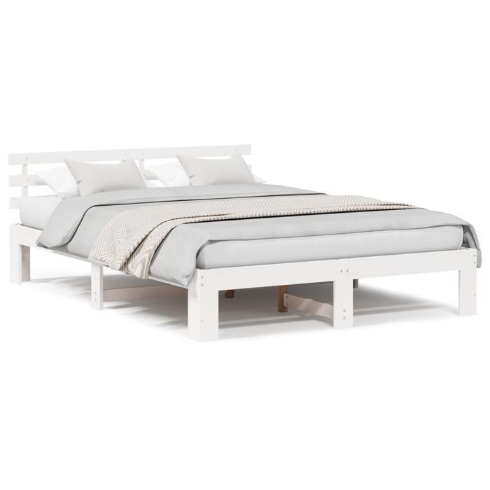 VidaXL Cadre de Lit en Bois Blanc Bois 160 x 200 cm Durable 872603