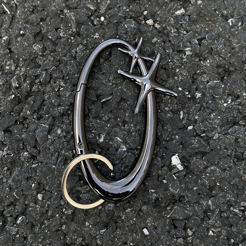 Y2K Punk Star Oval Essential Icon Carabiner Keychain Mountaineering Car Key Ring Gothic Backpack Decor