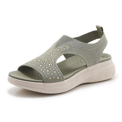 Сандалии нового стиля, повседневные спортивные, на толстой подошве, со стразами, женская обувь