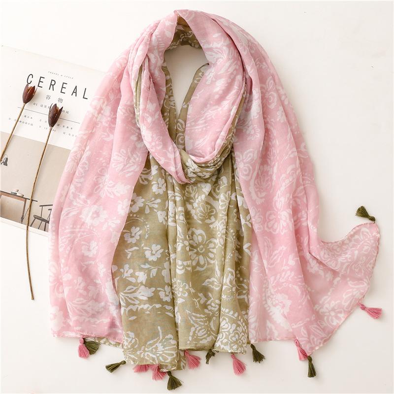 Маленький свежий китайский стиль ретро синий и белый фарфоровый хлопковый лен шарф на ощупь Балийский шелковый шарф с синей тушью Цветочная женщина