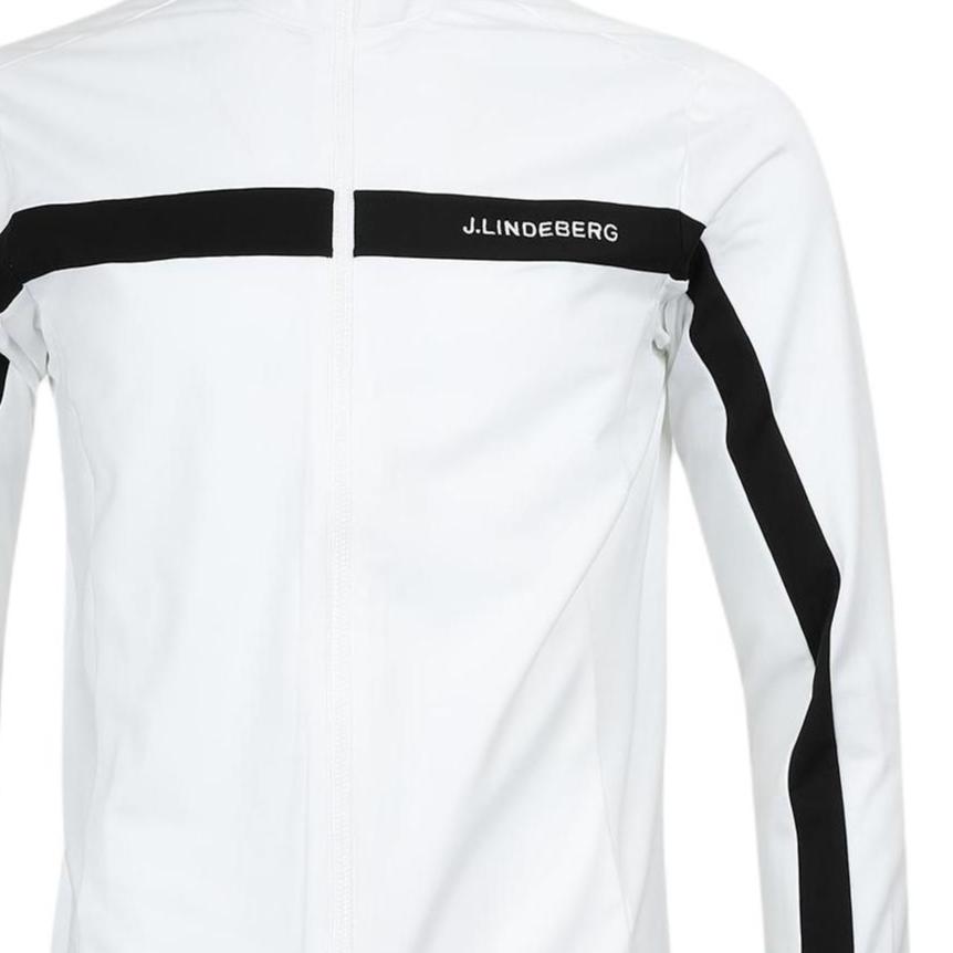 J.Lindeberg Striped Letter Print Stand Collar Zip Long Sleeve Jacket Men jackets White GMJS03873-0000