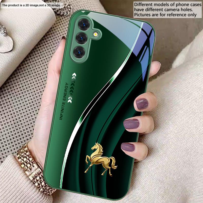 Золотой скачущий конь Хорошо Для Samsung S26 S22 S8 S9 10 S20 Ultra S21 Pro S22 Plus S23 FE S24Ultra S25 Edge S24+ Стеклянный чехол для телефона
