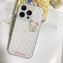 Милый Медведь Розовые Точки Чехол Для Телефона Для Samsung S25 S24 S23 S22 S21 S20 Note20 Note10 Plus Ultra Lite 5G Прозрачный Мягкий ТПУ Чехол