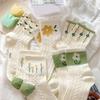 5 Pairs Women Socks Refreshing Flower Prints Mid-tube Shallow-cut High Elasticity Soft Breathable Sweat Absorption Anti-slip Girls Daily Sports Socks