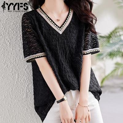 Женские модные повседневные летние весенние блузки и рубашки с v-образным вырезом с короткими рукавами