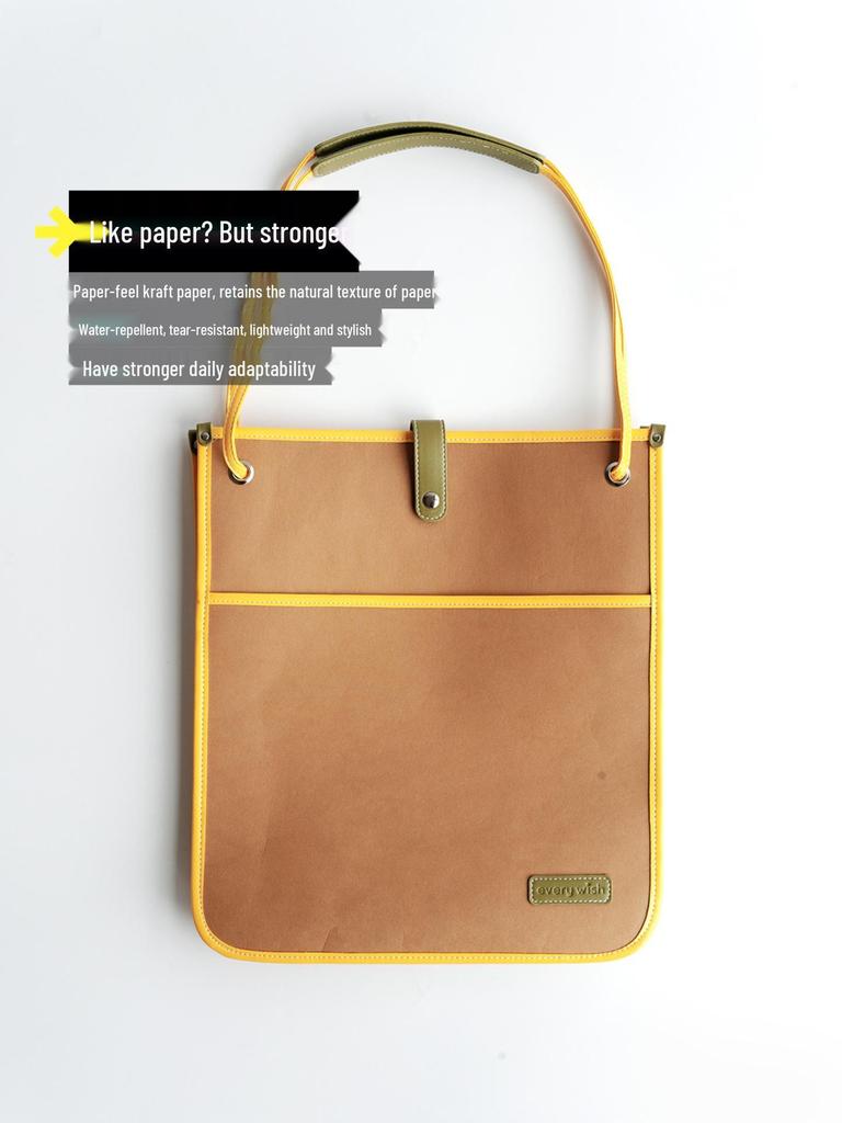 Сумка-тоут 2025 года с цветовыми блоками - Большая вместимость, Легкая сумка на плечо из крафт-бумаги для весны/лета, Женская повседневная сумка для поездок на работу