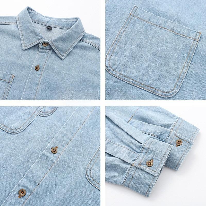 Minimalist Solid Color Men's Long-sleeved Shirts In The Autumn 2026 Denim Lapel Men's Casual Jacket Coat Men's Breathable Work Casual Jacket