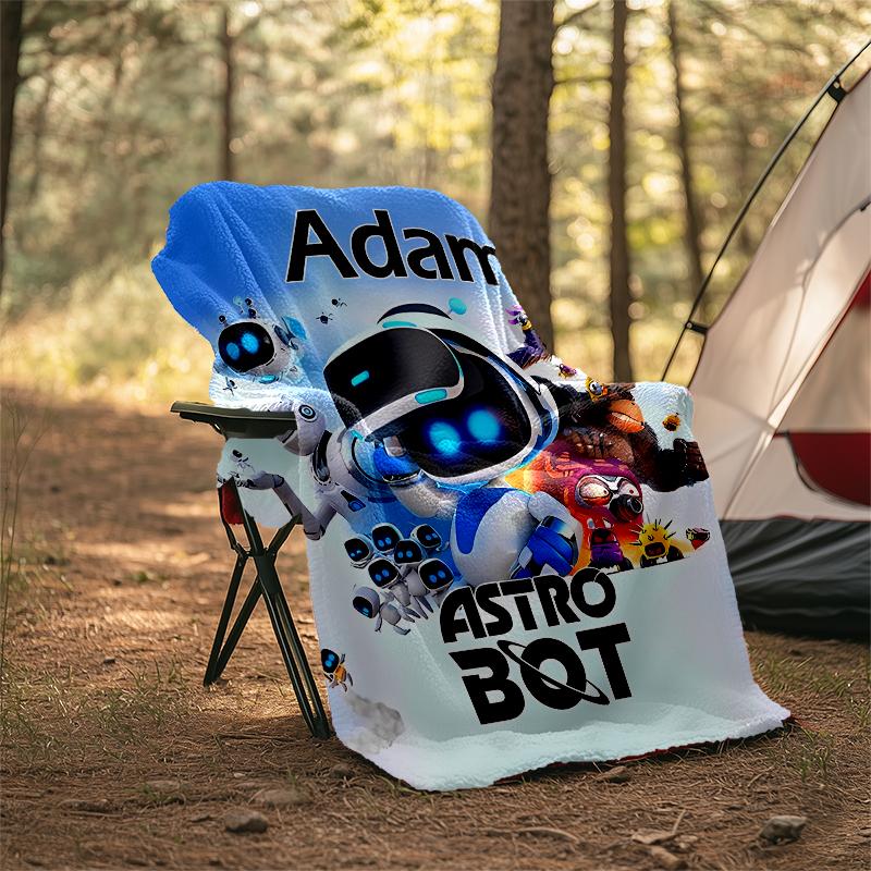 Персонализированное одеяло с индивидуальным именем - Дизайн с принтом Astro Bot, Одеяло для дивана, кровати, путешествий, кемпинга - Мягкое и теплое, Отличный подарок