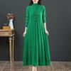 NEW Autumn Winter Covering Belly Dress Middle Aged Elderly Mother Retro Long Knitted Sweater Dresses Vestidos