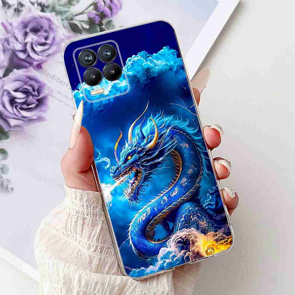 For Realme 8 4G RMX3085 Case Fashion Painted Flowers Soft Silicone TPU Cover For Oppo Realme8 realme 8 6.4" Phone Shell Bumper