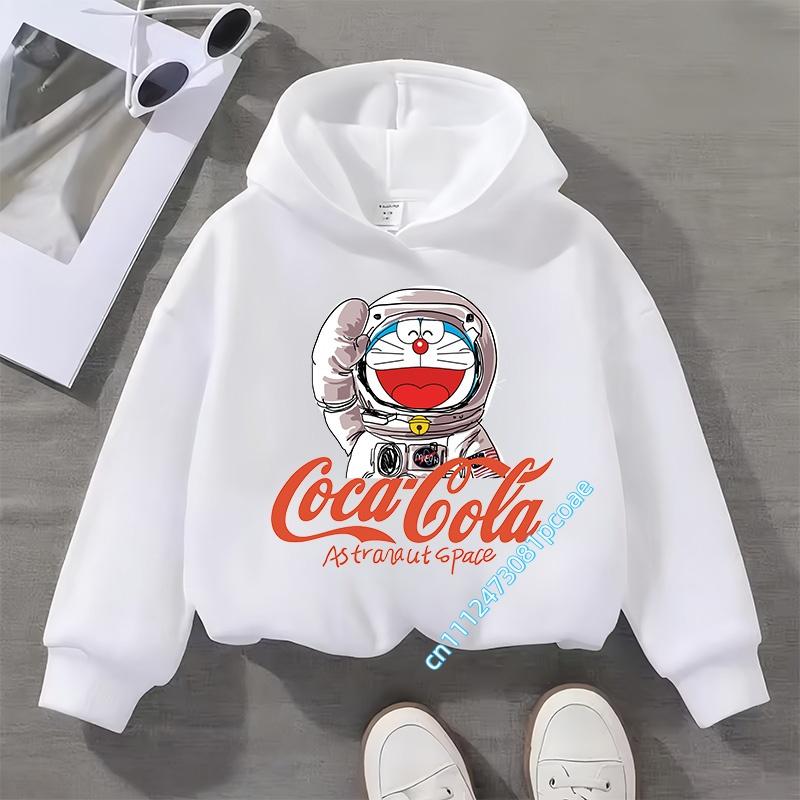 with cartoon print,long-sleeved,suitable for autumn and winter Doraemon children's hooded sweatshirt for boys, girls' casual top