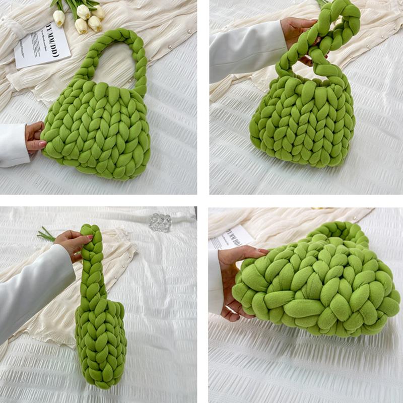 Ladies Casual Hand-woven Shopping Totes Fashion Soft Shoulder Handbag Homemade Crochet Bucket Bag Knitted Underarm Bags MIT