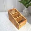 Многоцелевой секционный ящик для хранения Коричневый Пластик Ящик для организации мелочей Наклонная ступеньчатая разделенная сетка Плетеная корзина