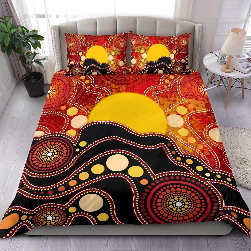 Purple Australian Original Bedding Collection Geometric Pattern Duvet Cover Microfiber Indigenous Style Comforter Cover Twin King Size