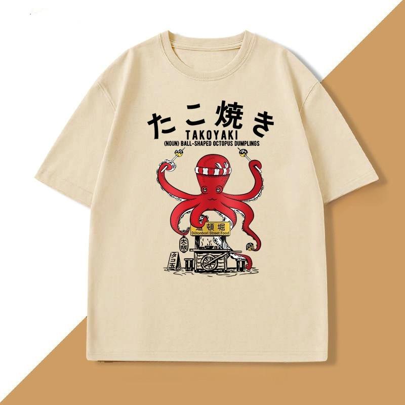 Japanese Takoyaki TShirt Octopus Balls Tshirt Street Food Lover Graphic T Shirts Anime Cotton Loose Top Oversized Clothes Top