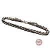 S925 Sterling Silver 6mm Double -Headed Dragon Lin Bracelet Neutral Retro Overbearing Simple Couple Punk Fine Jewelry