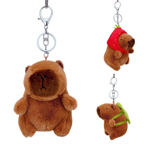Брелок с набивной капибарой и подвесной пряжкой, милый мягкий нечеткий мини-плюшевый брелок для ключей в форме животного, держатель для ключей, брелок для взрослых, сексуальная одежда