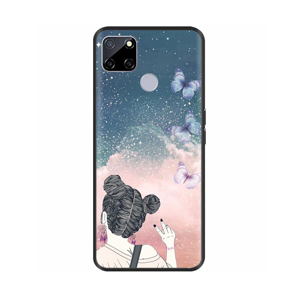 Чехол для Realme C25 C25s Мягкий Милый Чехол для OPPO Realme C25Y C21Y Силиконовый Черный ТПУ Чехол для Телефона Для OPPO Realme C21 Цветочный Чехол