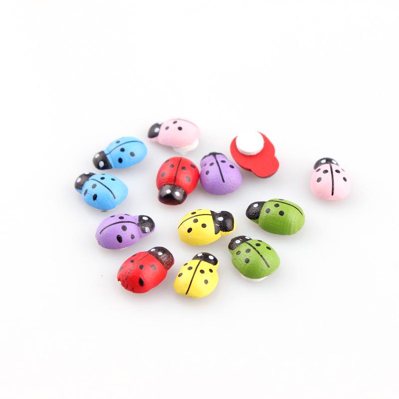 10 шт./компл., милая деревянная наклейка с божьей коровкой и божьей коровкой для детей, DIY ремесло, домашний декор