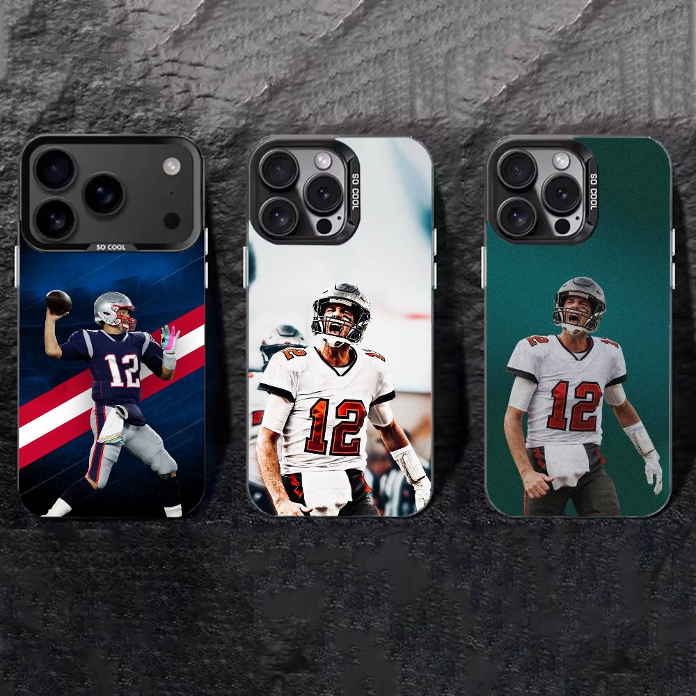 American Football Tom Brady Phone Case For iPhone 17,16,15,14,13,12,11 Plus,Pro Max,XS,Colored silver phone case