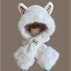 Little Tiger Ears Hat Scarf Integrated Hat Women's Winter Korean Version Cute Plush Warm Ear Protection Scarf Lei Feng Hat
