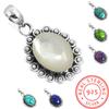925 Sterling Silver Pendant Women Gemstone Handmade Jewelry Easter Gift Blue Green Purple Copper Turquoise Pearl Lapis Mother Of Pearl Vintage